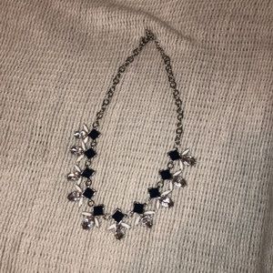 Navy blue and white stone statement necklace